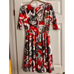 Christmas cats skater dress NWOT size M